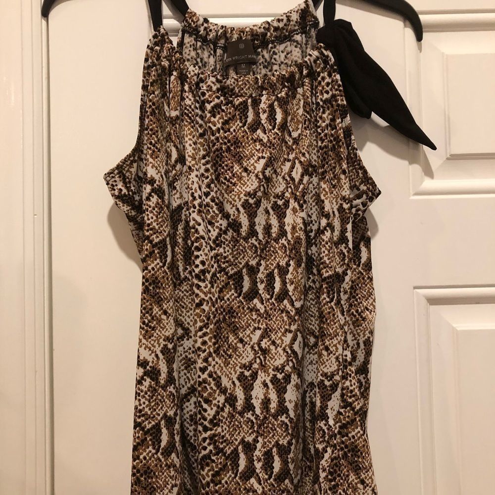 Fenn Wright Manson sleeveless print blouse with tie accent Medium